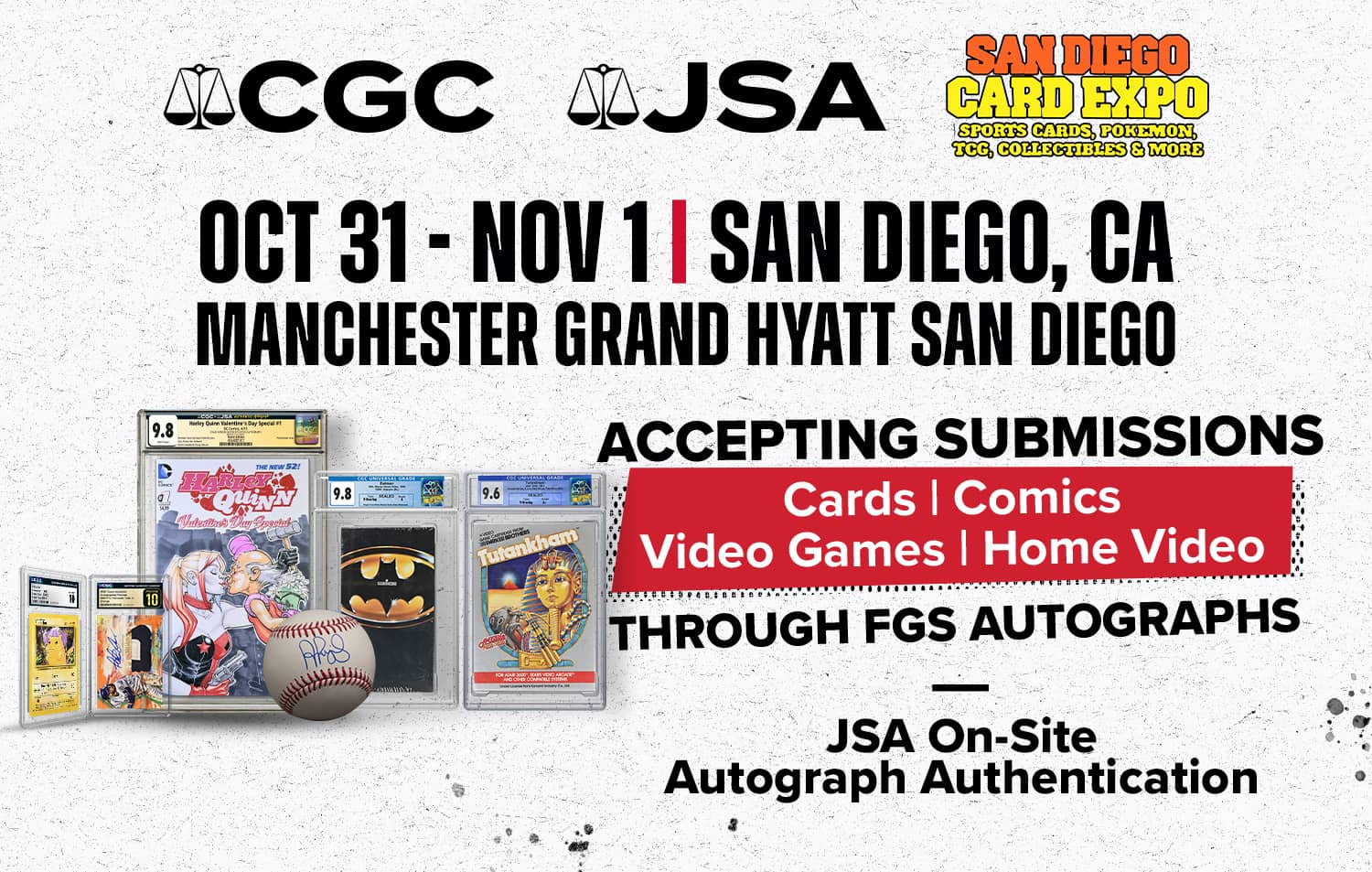 CGC submissions at San Diego Card Expo via FGS, October 31–November 1