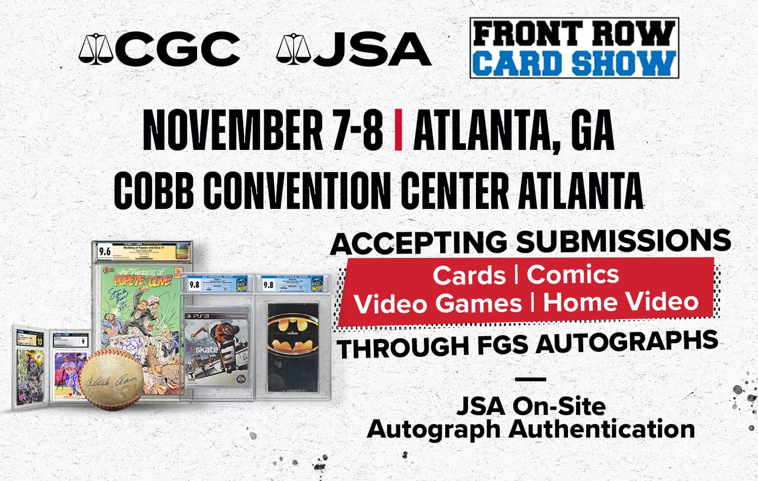 CGC : soumissions au Front Row Card Show Atlanta via FGS Autographs (novembre 2026)