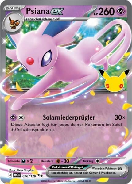Espeon ex card from the 30th Celebration set, German edition