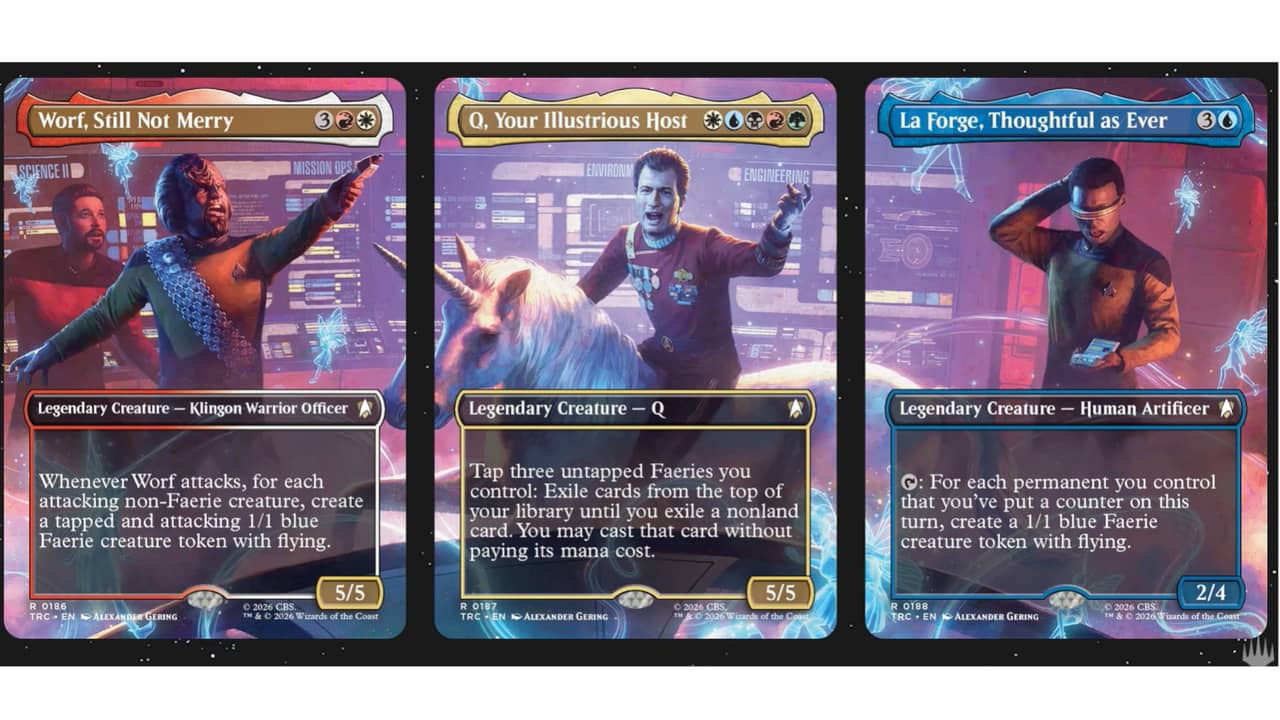 Worf and Q scene box cards